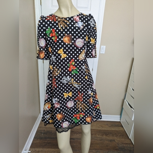 W Les Femmes Babylon Pinup Midi Length Vegetable Pasta Dress Women's 46 - Picture 1 of 10